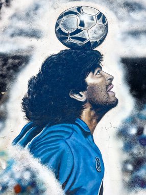 BUENOS AIRES, ARGENTINA - CIRCA MARCH 2023: Buenos Aires 'te Diego Armando Maradona' nın duvar resmi..