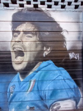 BUENOS AIRES, ARGENTINA - CIRCA MARCH 2023: Buenos Aires 'te Diego Armando Maradona' nın duvar resmi..
