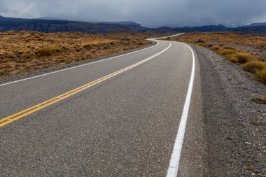 Arjantin Patagonya 'sından geçen yol manzarası.