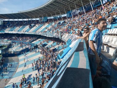 BUENOS AIRES, ARGENTINA - CIRCA MARCH 2023: Racing Club de Avellaned hayranları
