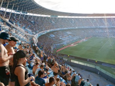 BUENOS AIRES, ARGENTINA - CIRCA MARCH 2023: Racing Club de Avellaned hayranları
