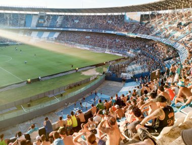 BUENOS AIRES, ARGENTINA - CIRCA MARCH 2023: Racing Club de Avellaned hayranları