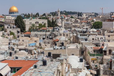 JERUSALEM, ISRAEL - CIRCA MAYIS 2018: Kudüs şehrinin muhteşem manzarası Mayıs 2018 'de Kudüs' te.