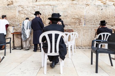 JERUSALEM, ISRAEL - CIRCA MAYIS 2018: Kudüs 'teki Batı Duvarı manzarası, İsrail yaklaşık Mayıs 2018' de Kudüs 'te.