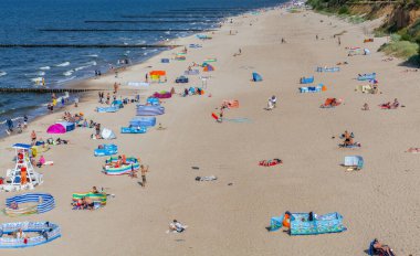 View of the beach in Trzesacz in Poland circa August 2021 in Trzesacz.