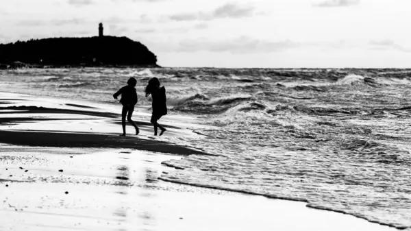 stock image View of the beach in Niechorze in Poland circa August 2021 in Niechorze.