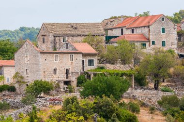 Hırvatistan 'ın Hvar adasındaki Selca' nın güzel manzarası.