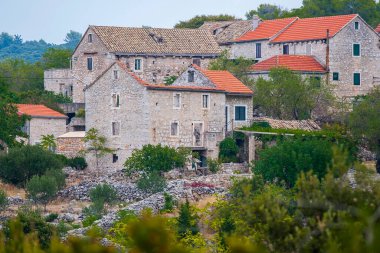 Hırvatistan 'ın Hvar adasındaki Selca' nın güzel manzarası.