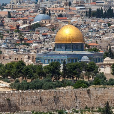 JERUSALEM, ISRAEL - CIRCA MAYIS 2018: Kudüs şehrinin muhteşem manzarası Mayıs 2018 'de Kudüs' te.