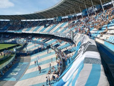 BUENOS AIRES, ARGENTINA - CIRCA MARCH 2023: Racing Club de Avellaned hayranları