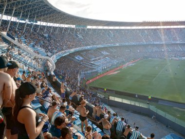 BUENOS AIRES, ARGENTINA - CIRCA MARCH 2023: Racing Club de Avellaned hayranları