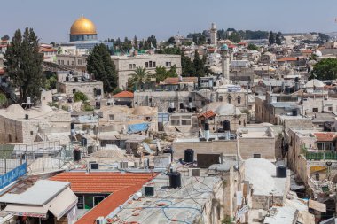 JERUSALEM, ISRAEL - CIRCA MAYIS 2018: Kudüs şehrinin muhteşem manzarası Mayıs 2018 'de Kudüs' te.