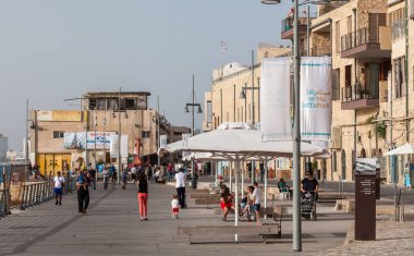TEL AVIV, ISRAEL - CIRCA MAYIS 2018: İsrail 'deki Tel Aviv Eski Jaffa' nın güzel manzarası Mayıs 2018 civarında Tel Aviv 'de.