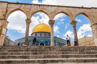 JERUSALEM, ISRAEL - CIRCA MAYIS 2018: Kudüs 'teki Kaya Kubbe manzarası, İsrail yaklaşık Mayıs 2018.