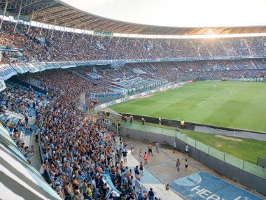 BUENOS AIRES, ARGENTINA - CIRCA MARCH 2023: Racing Club de Avellaned hayranları