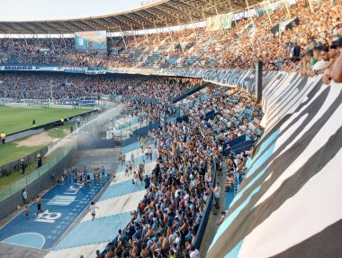 BUENOS AIRES, ARGENTINA - CIRCA MARCH 2023: Racing Club de Avellaned hayranları