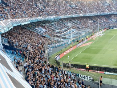 BUENOS AIRES, ARGENTINA - CIRCA MARCH 2023: Racing Club de Avellaned hayranları