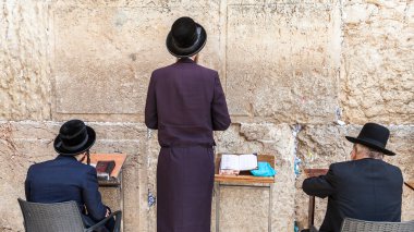 JERUSALEM, ISRAEL - CIRCA MAYIS 2018: Kudüs 'teki Batı Duvarı manzarası, İsrail yaklaşık Mayıs 2018' de Kudüs 'te.