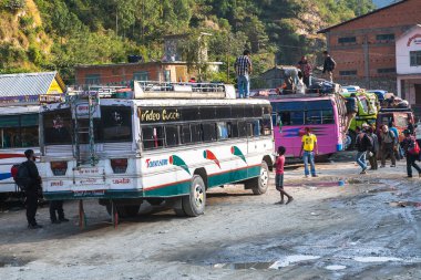 BENI, NEPAL - CIRCA NOVEMBER 2013: bus station in Beni circa November 2013 in Beni. clipart