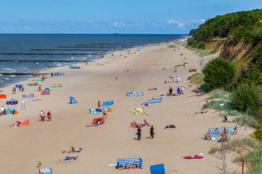 View of the beach in Trzesacz in Poland circa August 2021 in Trzesacz.