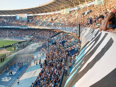 BUENOS AIRES, ARGENTINA - CIRCA MARCH 2023: Racing Club de Avellaned hayranları