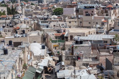 JERUSALEM, ISRAEL - CIRCA MAYIS 2018: Kudüs şehrinin muhteşem manzarası Mayıs 2018 'de Kudüs' te.