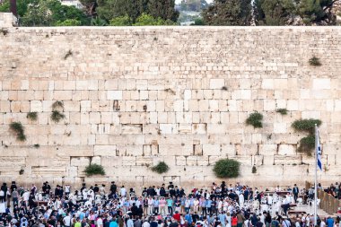 JERUSALEM, ISRAEL - CIRCA MAYIS 2018: Kudüs 'teki Batı Duvarı manzarası, İsrail yaklaşık Mayıs 2018' de Kudüs 'te.