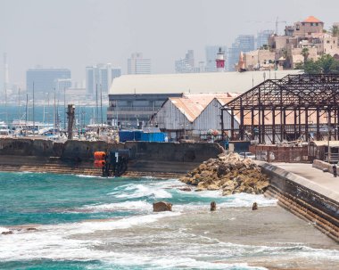 TEL AVIV, ISRAEL - CIRCA MAY 2018: Beautiful view of Jaffa Port in Tel Aviv in Israel circa May 2018 in Tel Aviv. clipart