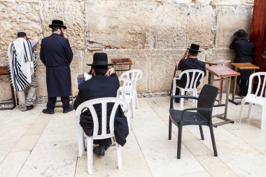 JERUSALEM, ISRAEL - CIRCA MAYIS 2018: Kudüs 'teki Batı Duvarı manzarası, İsrail yaklaşık Mayıs 2018' de Kudüs 'te.