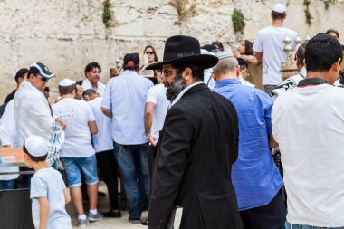 JERUSALEM, ISRAEL - CIRCA MAYIS 2018: Kudüs 'teki Batı Duvarı manzarası, İsrail yaklaşık Mayıs 2018' de Kudüs 'te.