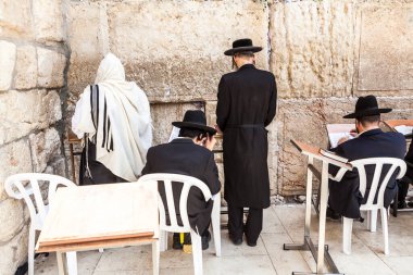 JERUSALEM, ISRAEL - CIRCA MAYIS 2018: Kudüs 'teki Batı Duvarı manzarası, İsrail yaklaşık Mayıs 2018' de Kudüs 'te.