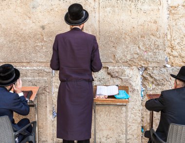 JERUSALEM, ISRAEL - CIRCA MAYIS 2018: Kudüs 'teki Batı Duvarı manzarası, İsrail yaklaşık Mayıs 2018' de Kudüs 'te.