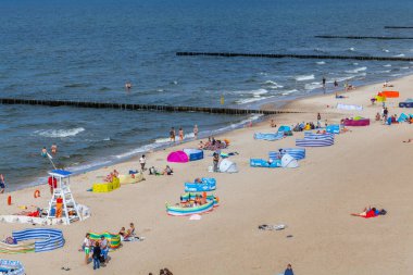 View of the beach in Trzesacz in Poland circa August 2021 in Trzesacz.