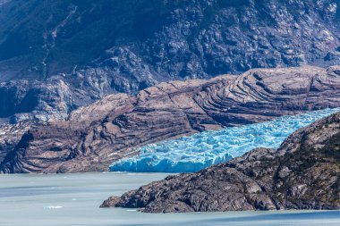 Torres Del Paine Ulusal Parkı 'ndaki Gri Buzul manzarası, Şili.
