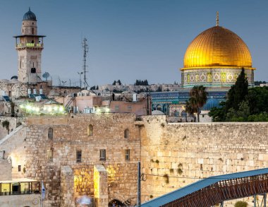 JERUSALEM, ISRAEL - CIRCA MAYIS 2018: Kudüs 'teki Batı Duvarı manzarası, İsrail yaklaşık Mayıs 2018' de Kudüs 'te.