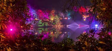 Illuminations around the lake at Blue Pool in Dorset