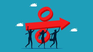 Büyüme hızı. İş ekibinin bir yüzdesi var. iş konsepti vektör illüstrasyonu