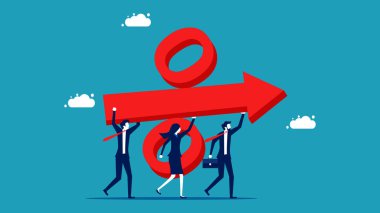 Büyüme hızı. İş ekibinin bir yüzdesi var. iş konsepti vektör illüstrasyonu