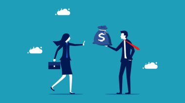 Rüşvet almayı reddet. İş kadınları rüşvet almayı reddediyor. vektör illüstrasyonu