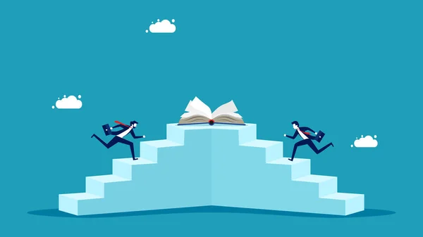Concurrence Pour Apprendre Homme Affaires Qui Monte Les Escaliers Pour — Image vectorielle