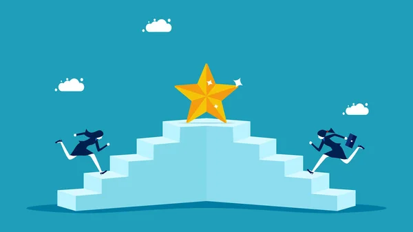 Ανταγωνιστείτε Για Μια Θέση Επιχειρηματίες Ανεβαίνουν Τις Σκάλες Για Κερδίσουν — Διανυσματικό Αρχείο