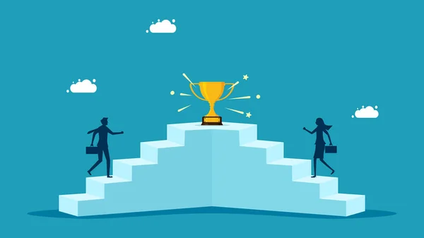 Wettbewerb Und Motivation Für Den Erfolg Geschäftsleute Laufen Die Treppe — Stockvektor