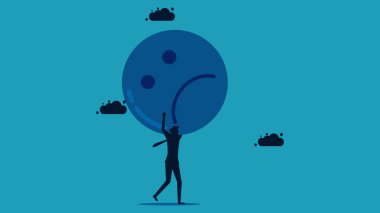 Acıya katlanmak. Üzgün bir surat taşıyan bir iş adamı. iş konsepti vektör illüstrasyonu