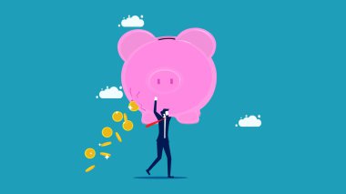 Finansal eksiklikler. Sürtük tasarruf için para harcadı. Sızdıran parayı taşıyan bir işadamı.