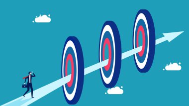 Birden fazla gol atmaya karar ver. İş adamları çeşitli hedeflere ulaşmak için okları takip ediyor