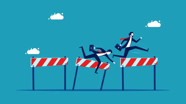 Carrera Para Superar Los Obstáculos Hombre Negocios Saltar Sobre Obstáculos — Archivo Imágenes Vectoriales