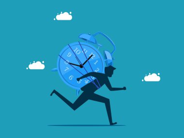 Zamana karşı yarış. İş adamları ve zaman ileri vektörler