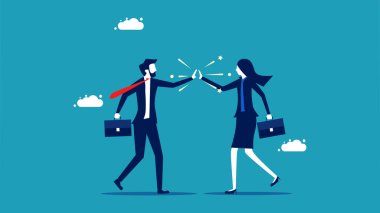 Selamlar. İş adamları birbirlerini internette selamlıyorlar. vektör illüstrasyonu