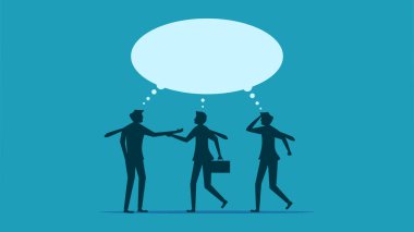 Beyin fırtınası. İş adamları da aynı düşünce baloncuğuyla beyin fırtınası yapıyor. vektör illüstrasyonu