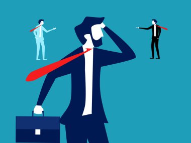  Belirsizlik. Karmaşık iş adamları karar verme mekanizması. vektör illüstrasyonu